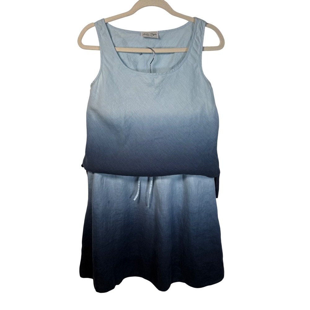Jordan Taylor Small 100% Linen 2-Piece Ombre Tank &โ Skirt Set Blue Made in USA